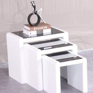 MDF Living Room Nesting Coffee Table Side End Table With Tempered Glass Modern Home Furniture