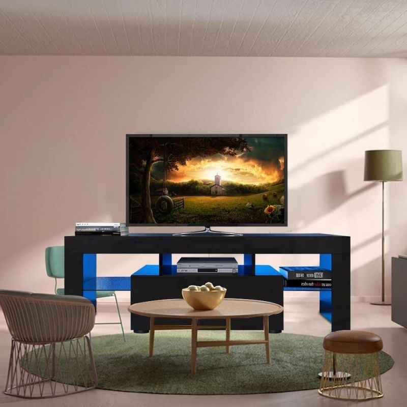 Modern TV Stand TV Cabinet Console Table with LED Light for Living Room