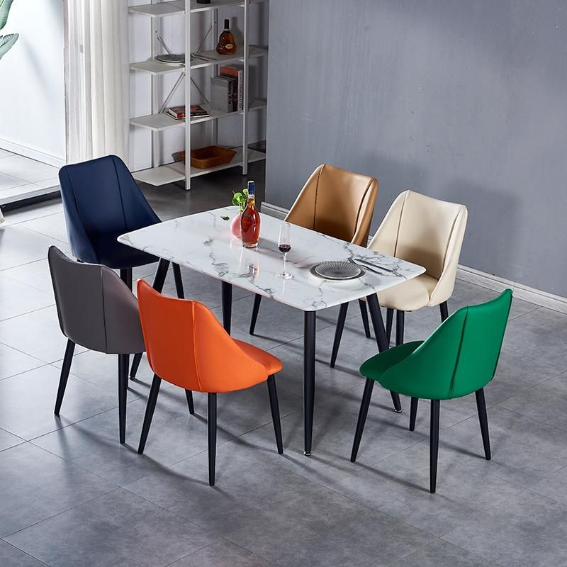 Hotel Furniture for Sale Sillas En Cuero Metal PU Seat Modern Orange Recliner Leather Chair Scandinavian Living Room Chair