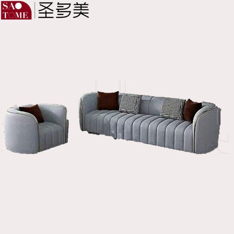 Modern Living Room Furniture Can Be Customized Color Flannel Multi Person Sofa