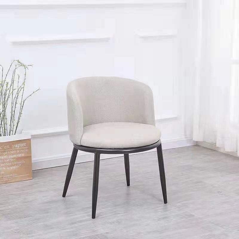 Nordic Cost-Effective Fair Price Accent Stool Livning Room Office Minimalist Design Linen Cloth Leisure Chair with Metal Legs