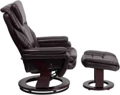 Jky Furniture Adjustabe Leather Recliner Leisure Chair with Ottoman and 8 Points Massage Functions