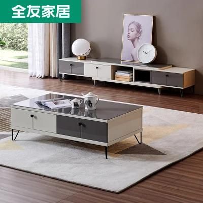 Quanu 120797 Nordic Living Room Furniture Luxury Center Coffee Table Set with TV Stand