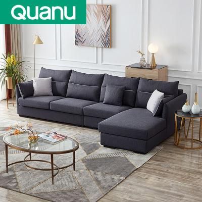 Quanu 102506 Factory Price Modern L Shape Living Room Fabric Sofa Sets Furniture Designs