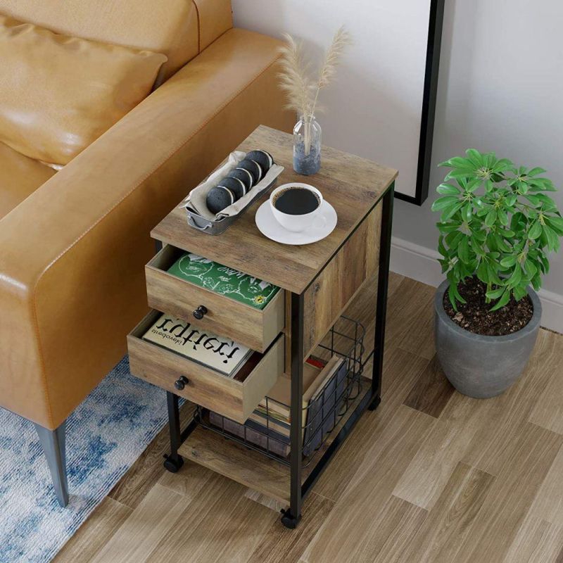 Home Furniture Movable Side Table with Drawers
