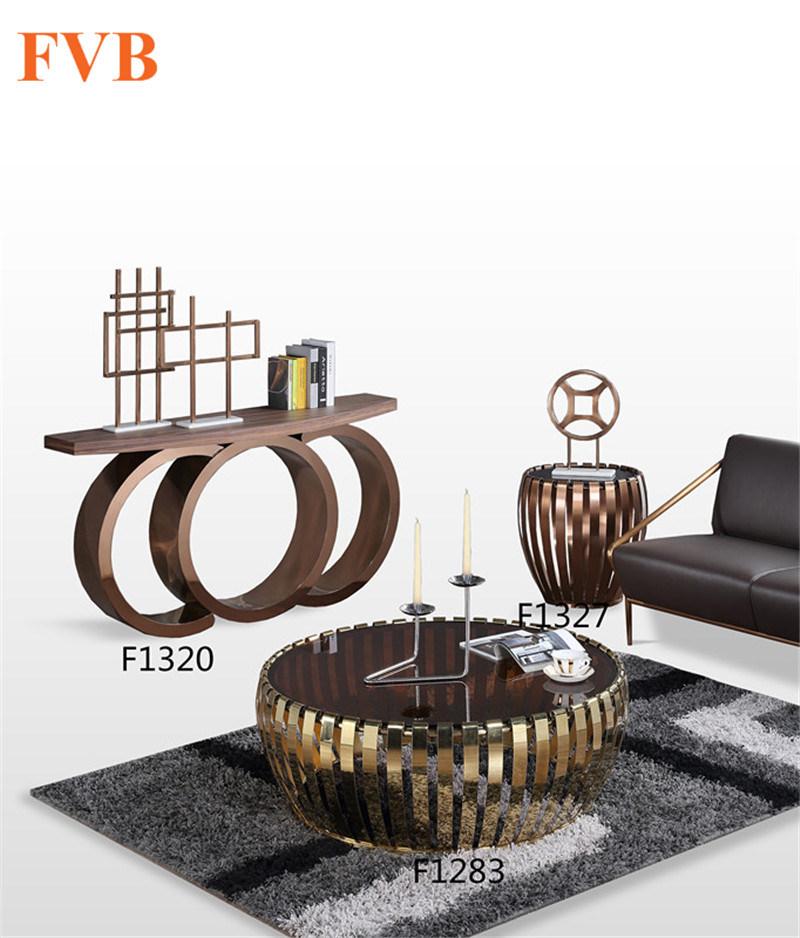 Modern Round Tempered Glass Coffee Table with Stainless Steel Base