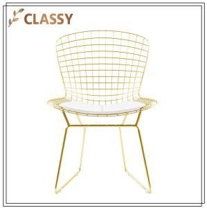 Hotel Living Room Metal Frame High Back Leather Dining Chair Furniture