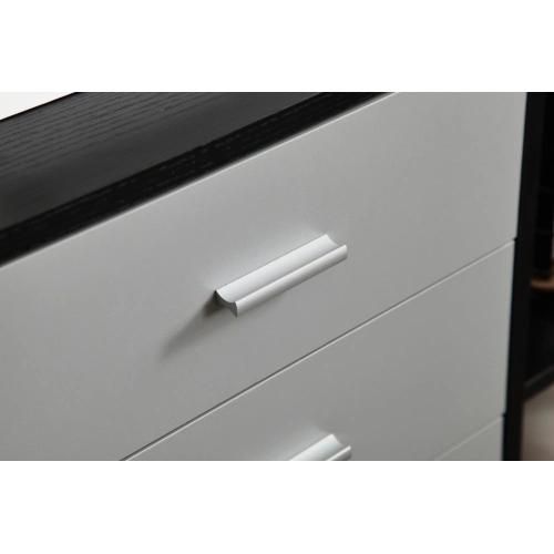 Black Oak and Dark Grey File Cabinet with Printer Stand, Metal Printer Cabinet