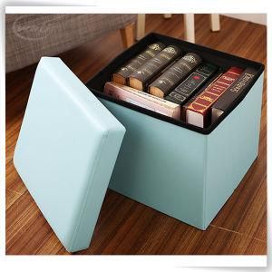 Luxury Storage Display PU Leather Leather Wood Storage Ottoman