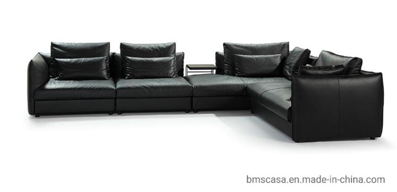 China Home Furniture Modern Living Room High-End Sectional Italy Leather Sofa