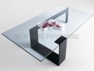 Custom Made Tempered Glass Coffee Tea Table Design with Bent Leg (NK-CTB002)