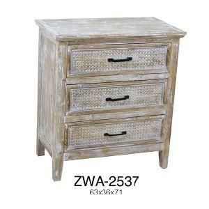 Yiya Antique White Finish Three Drawer Side Table