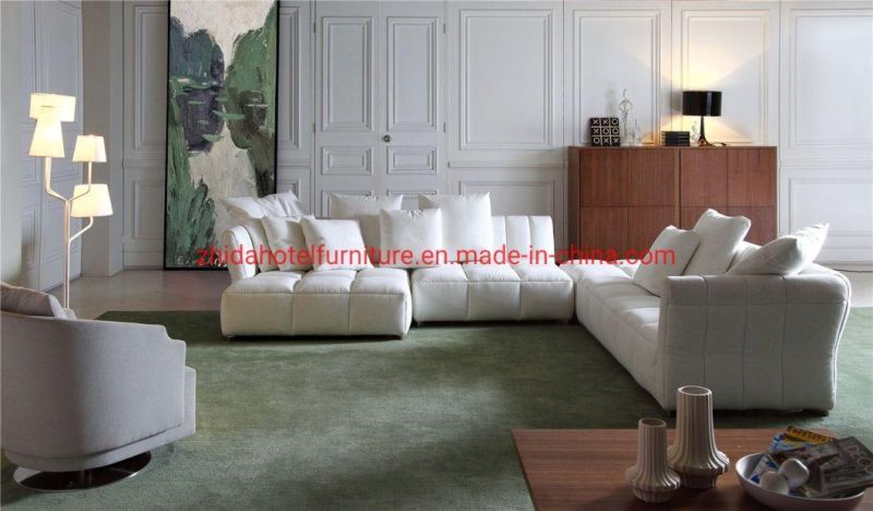 Cheap White Fabric Sofa Living Room Corner Sofa Set for Hotel Villa Bedroom