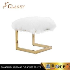 Plume White Feather Square Bar Stools in Golden Mirror Base
