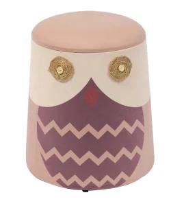 Knobby Bedroom Furniture Owl Shape Stool Velvet Storage Ottoman