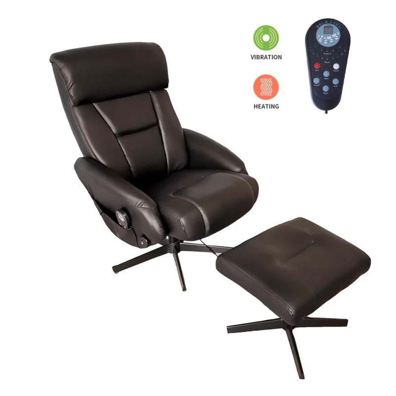Jky Furniture Stressless Technology Fabric Leisure Recliner Chair with Ottoman and 8 Points Vibration Massage Function