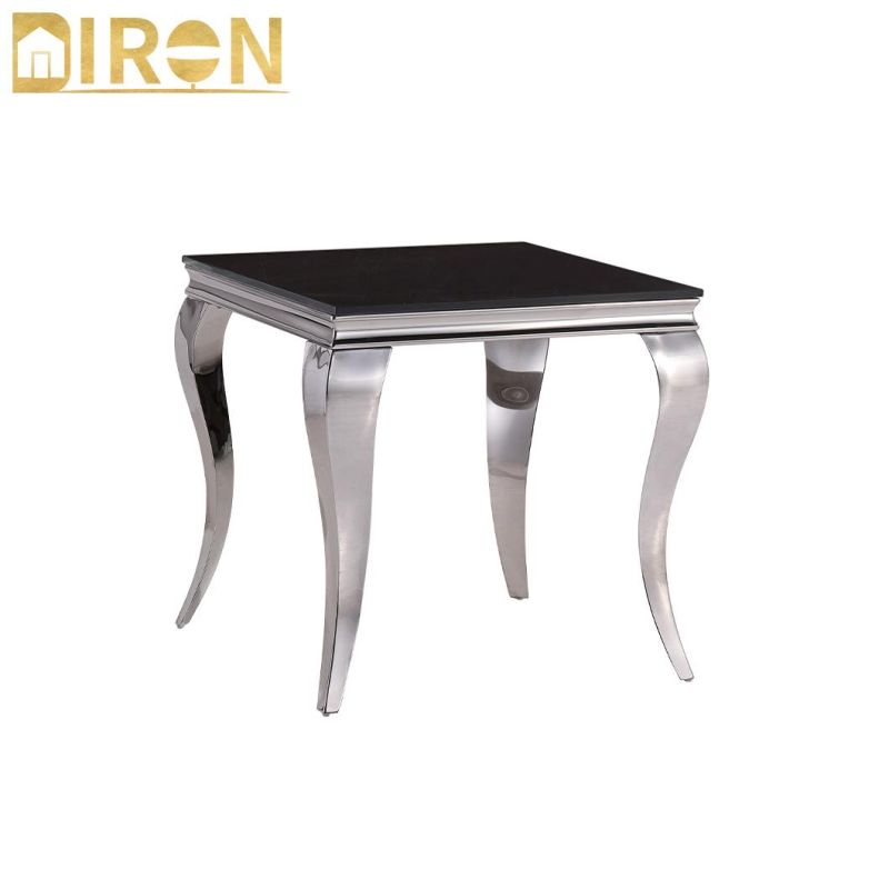 Marble Top Stainless Steel Frame Side Table Coffee Table for Home Hotel Apartment