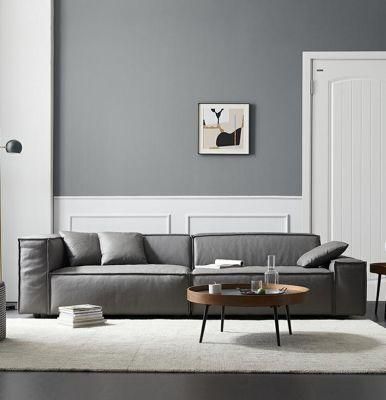 Nordic Fabric Sofa Combination Italian Leather Sofa Modern Minimalist Living Room Three-Seat Technology Cloth Straight Row Sofa
