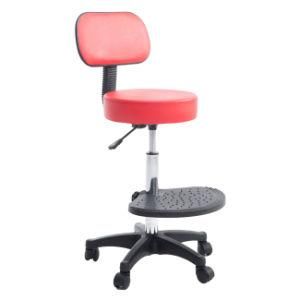 Drafting Stool with Back Cushion Foot Barber Stools Pallet Chair Red