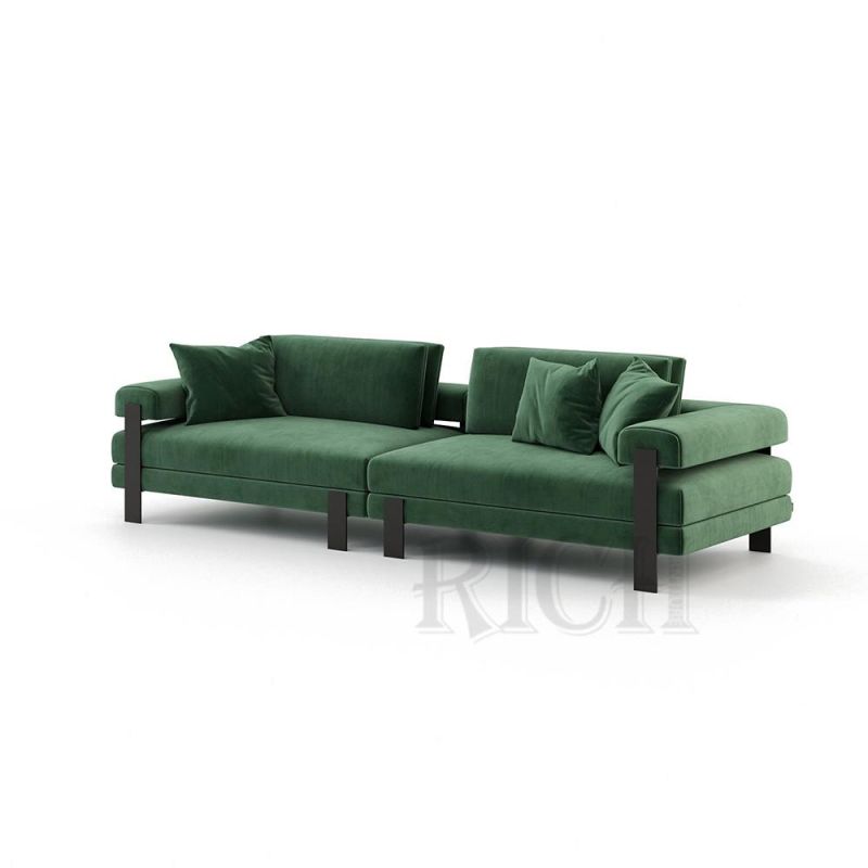 Modern Carbon Steel Leg Fabric Sofa Loveseat