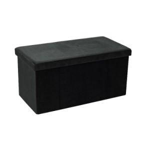 Knobby Rectangle Velvet Fabric Foldign Storage Stool Ottoman