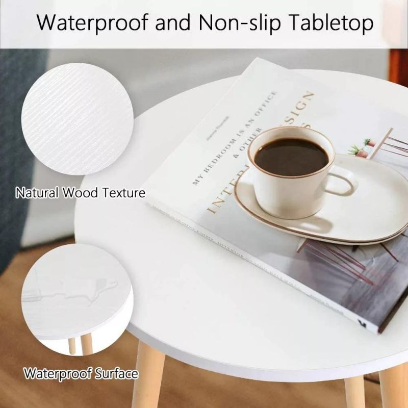 Side Table, Round White Modern Home Decor Coffee Tea End Table for Living Room