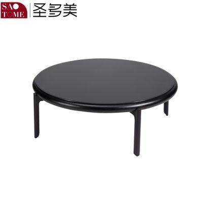 Luxury Smoked Ash Wood Black Glass Round Dining Table