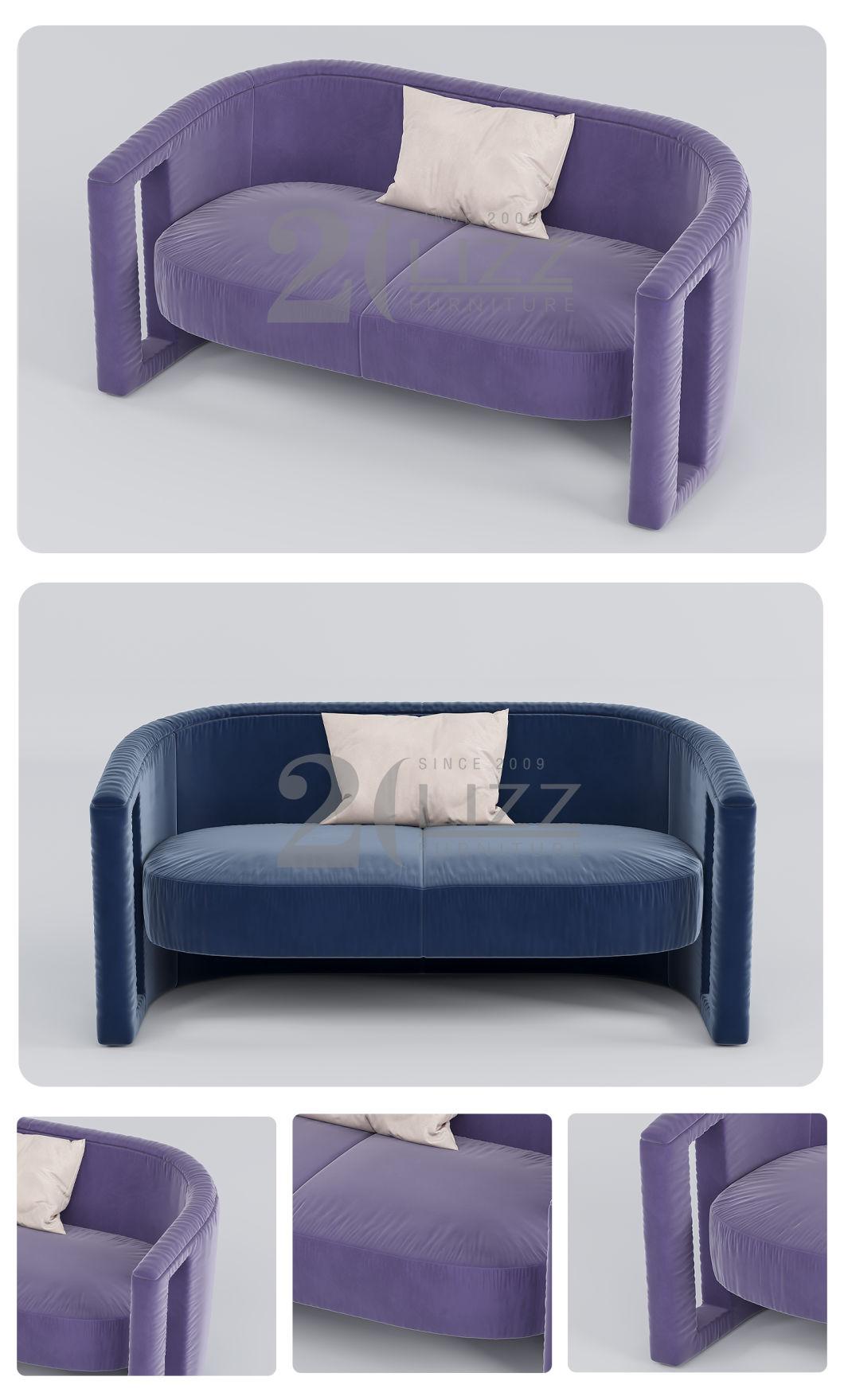 Newly Italian Design Home Hotel Wooden Furniture Modern Fabric 2 Seater Chair Long Couch