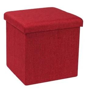 Knobby Linen Fabric Foldable Storage Stool Ottoman