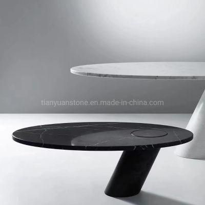 Home Decor Black and White Marble Stone Coffee Table Marble Side Table for Bed Rooms