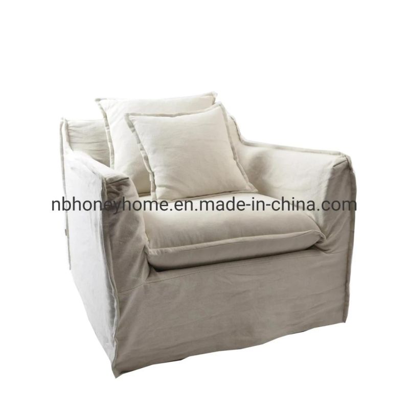 Modern Living Room 3 Seat Slip Cover Fabric Sofa