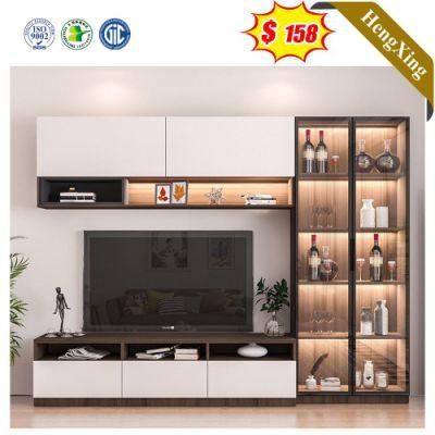 Simple Modern Design Living Room Furniture TV Cabinets Wooden Melamine Laminated TV Stand with Left Storage Cabinet