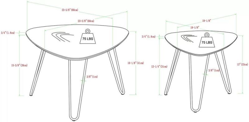 MID Century Modern Hairpin Coffee Table Set Living Room End Table