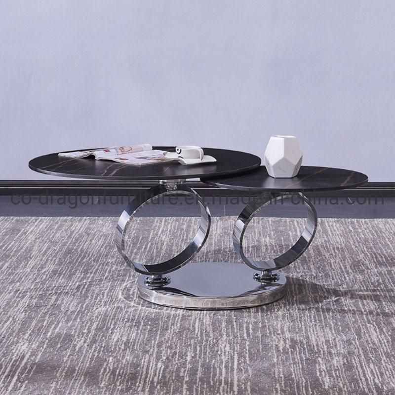 Modern Furniture Luxury Steel Tea Table Combination with Marble Top