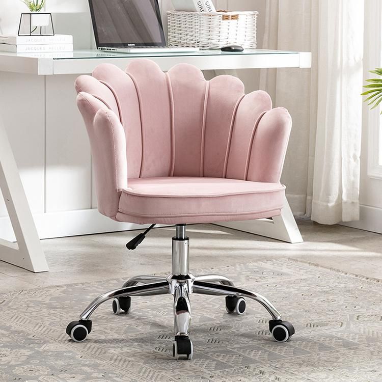 Home Comfortable and Sedentary Cute Velvet Chaises Salle a Manger Metal Frame Swivel Chair