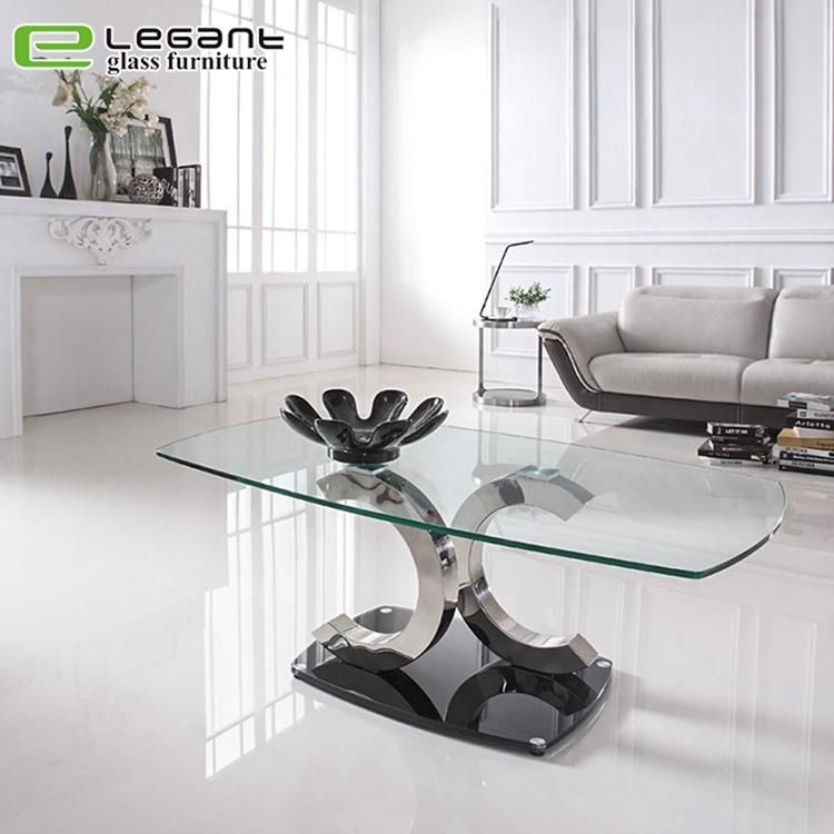 Stainless Steel Base Living Room Clear Glass Center Table