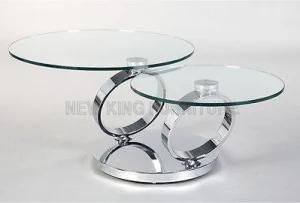 Tea End Coffee Table with Two Round Tempered Glass Top (NK-CTB012)