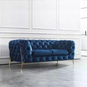 Light Luxury Sofa Combination Postmodern Pull-Button Velvet Web Celebrity Sofa Size Family Living Room Metal Furniture