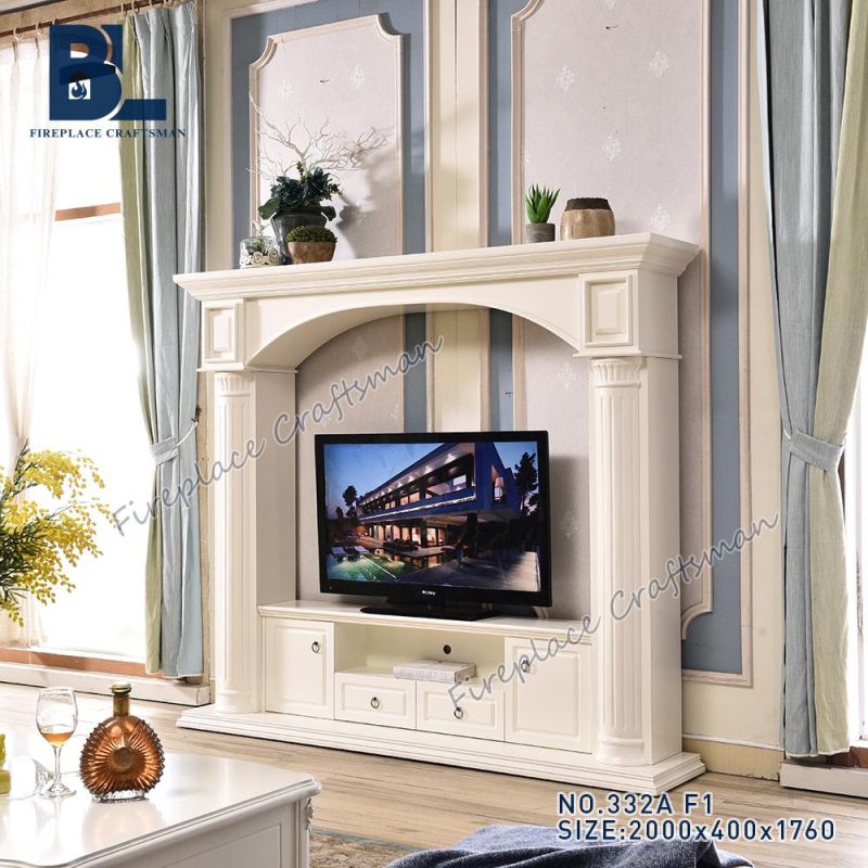Wall Cupboard Cabinet Wooden Fireplace with Mantel Design TV Stand 332A