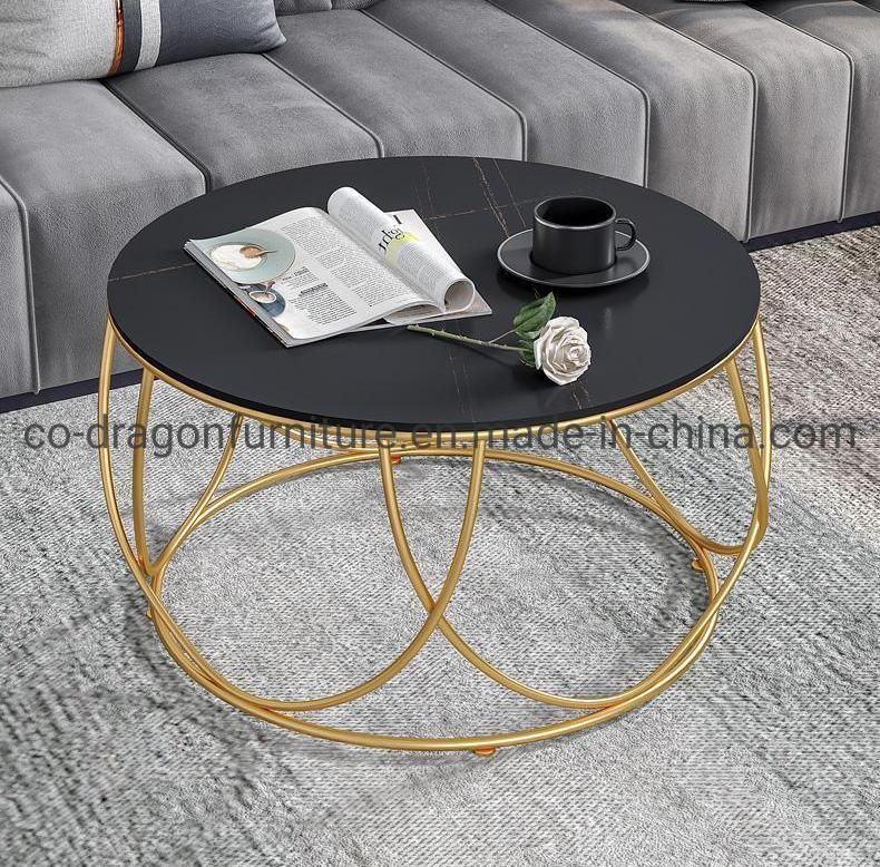 New Design Modern Furniture Steel Coffee Table with Glass Top