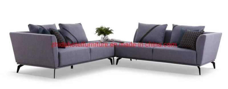 Green Fabric Metal Leg Living Room L Shape Leather Home Living Room Sofa