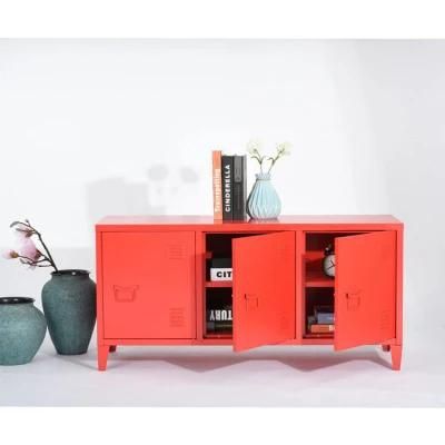 China Industrial Steel TV Stand with Storage Red