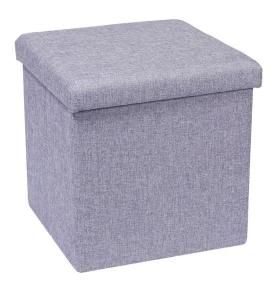 Knobby Modern Linen Fabric Folding Storage Box Ottoman Stool