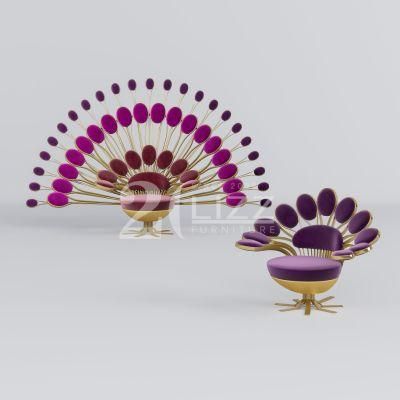 Exclusive Design Modern Home Furniture Peacock Shape European Decoration Fabric Single Luxury Chair