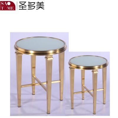 Living Room Bedroom Furniture Stainless Steel Black Glass Nest Table