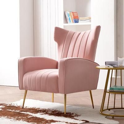 Accent Chair for Living Room with Gold Metal Legs Pink
