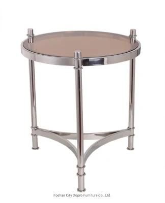 Simple Style Metal Glass Top Cheap End Table for Living Room
