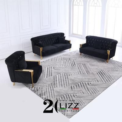 Stylish Colorful Velvet Couch Elegant Sofa Set Frabic Loveseats with Square Arms