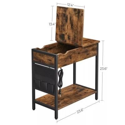 Multi-Functional Wooden End Table Flip Top Side Tables