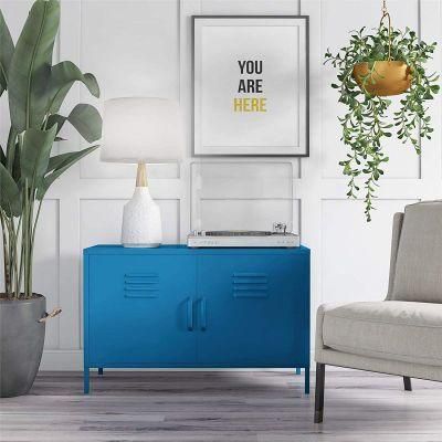 Living Room Furniture Design Blue Steel Storage Filing Cabinet Multifunctional Table TV Stand